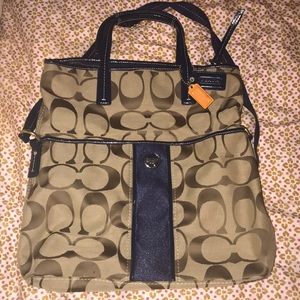 Navy two way Coach purse